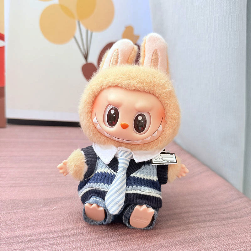 [Clothes only] One, two and three generations Labubu clothes pendant Labubu sitting baby clothes tie vest college style cute
